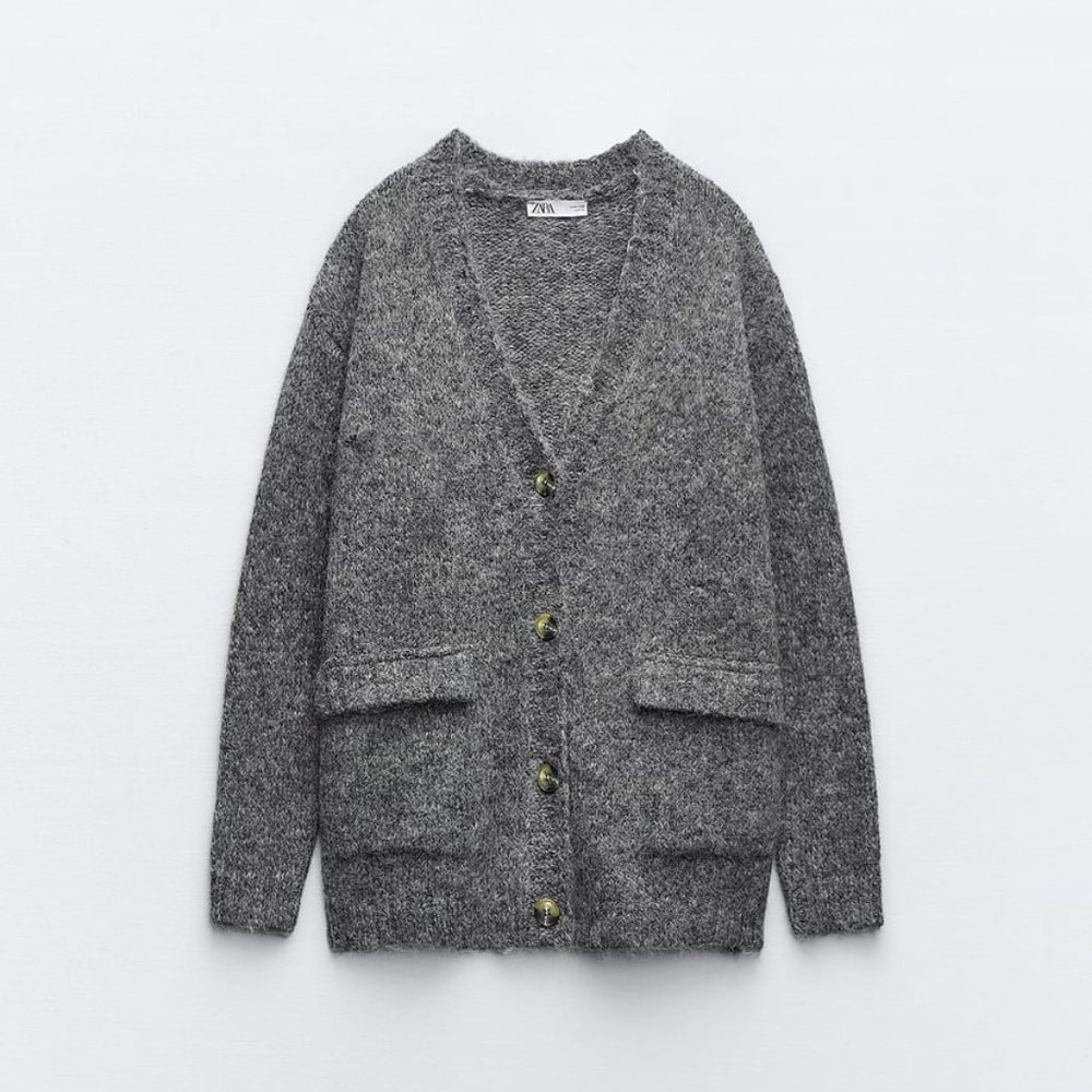 COZY GRAY LONG POCKET CARDIGAN - ZARA - Picture 3 of 10
